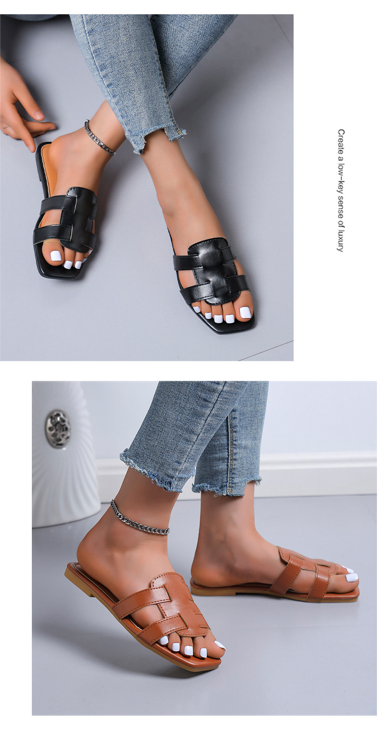 Verão novos chinelos femininos outerwear elegante plana férias sapatos de praia uma linha sandálias comércio exterior tamanho grande_voghion.com