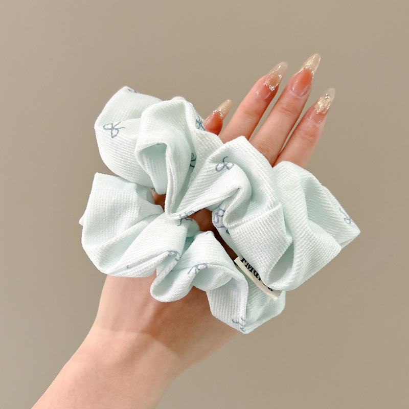 Mori pequeño arco fresco flor triturada intestino anillo de cabello para mujeres coreanas cabello cuerdas de cabello suaves cubierta de banda de goma de cuero