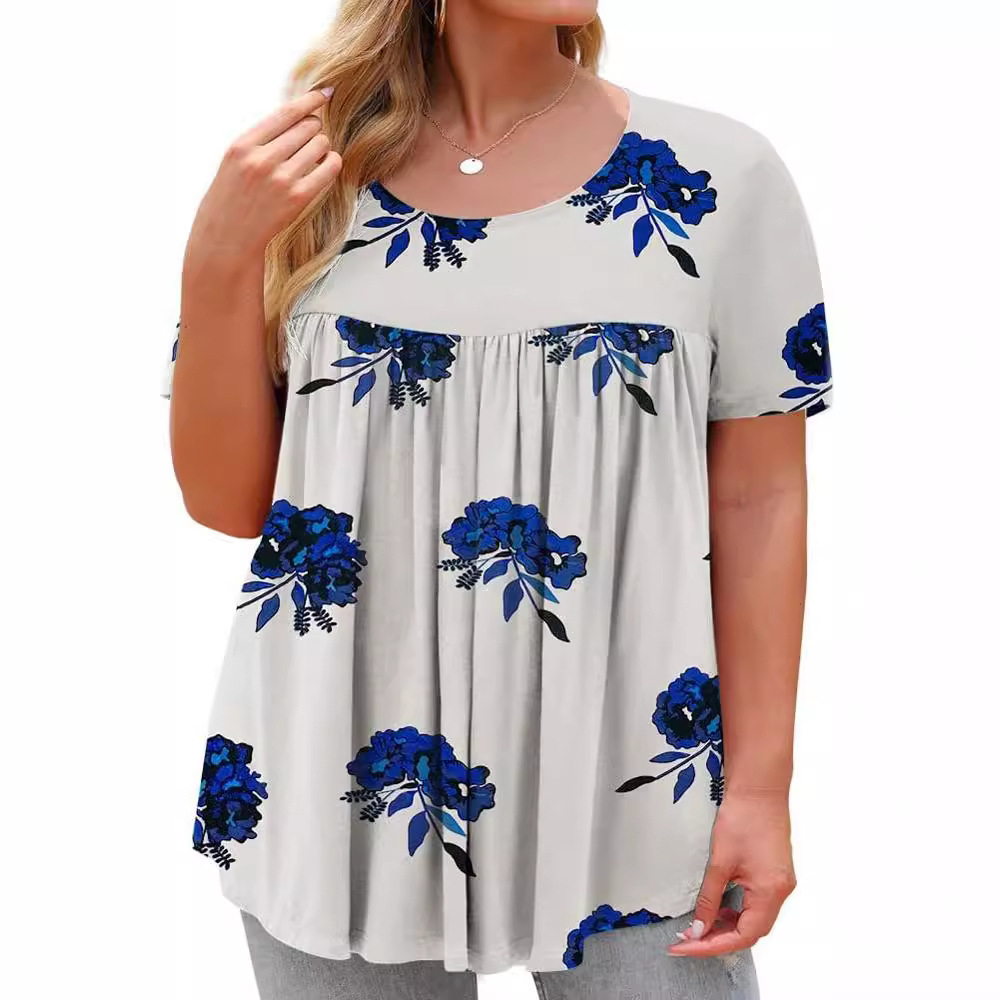 Europa y Estados Unidos transfronterizos nueva ropa de mujer 2025 Amazon estación independiente de verano cuello redondo camiseta de manga corta camiseta casual mujer