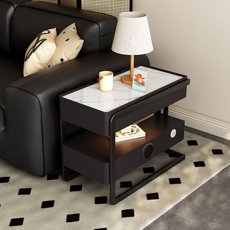 Gabinete de almacenamiento de sala de estar de lujo ligero móvil sofá de madera sólida gabinete lateral de mesa de té casero gabinete lateral de sofá gabinete lateral