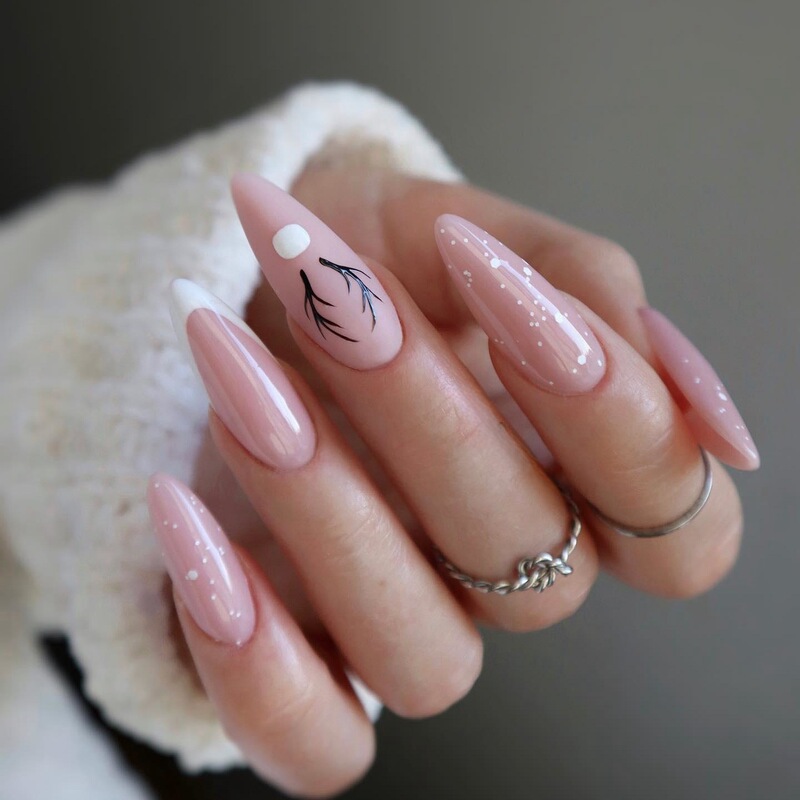 Cross-border Christmas manicure pink cute deer style wearing nail foreign trade press-type fake nail wholesale