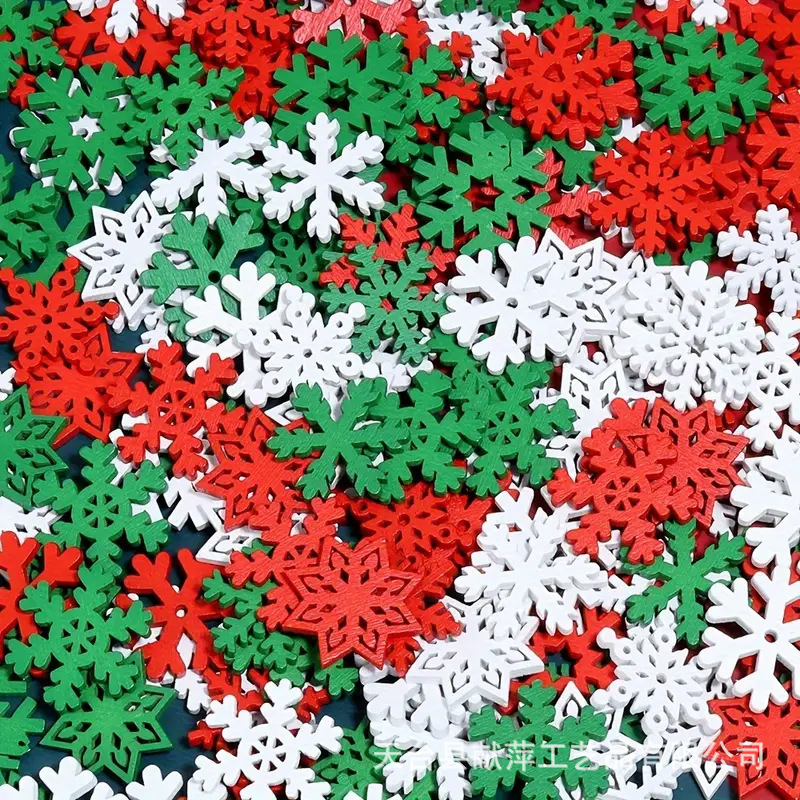 メーカー直販木造工芸品クリスマスシリーズ雪花多色木片創意金diy現物|undefined