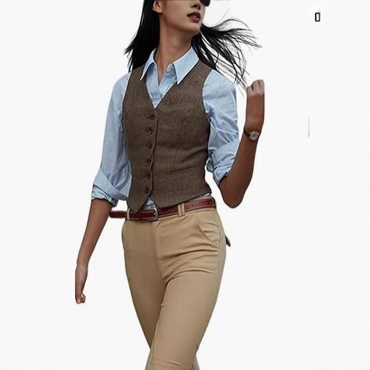 Cross-border Retro Herringbone Vest Business Casual Slim-fit Short Formal Suit Women's Vest New Foreign Trade