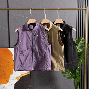 Recommended for Personal Use, Fashionable Sports Outdoor Stand-Up Collar, Water-Repellent, Lightweight, Breathable Zipper Vest, Same Style for Men and Women