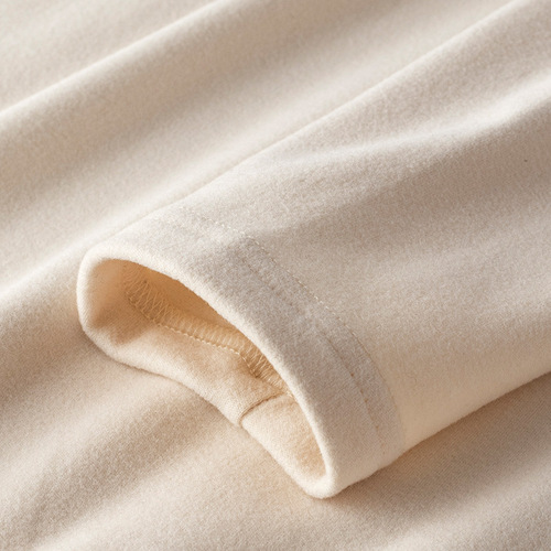 Solid color double-sided velvet bottoming shirt, round neck long-sleeved t-shirt for men, thermal and warm inner layer, heavy white t autumn and winter velvet top