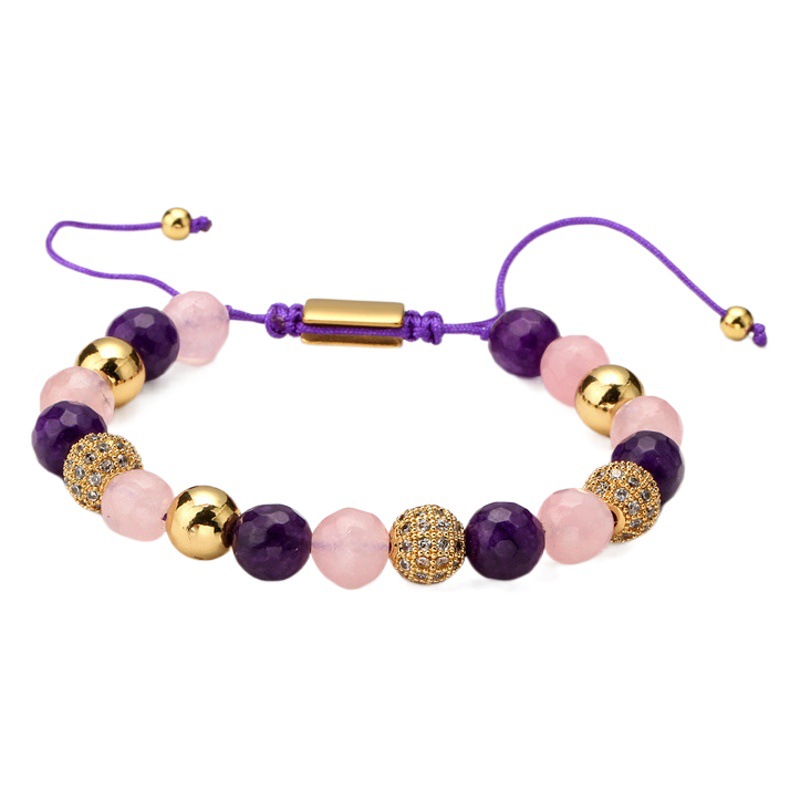 Amazon Venta caliente de piedra natural ágata pulsera tejida a mano de piedra natural pareja pulsera de cuentas