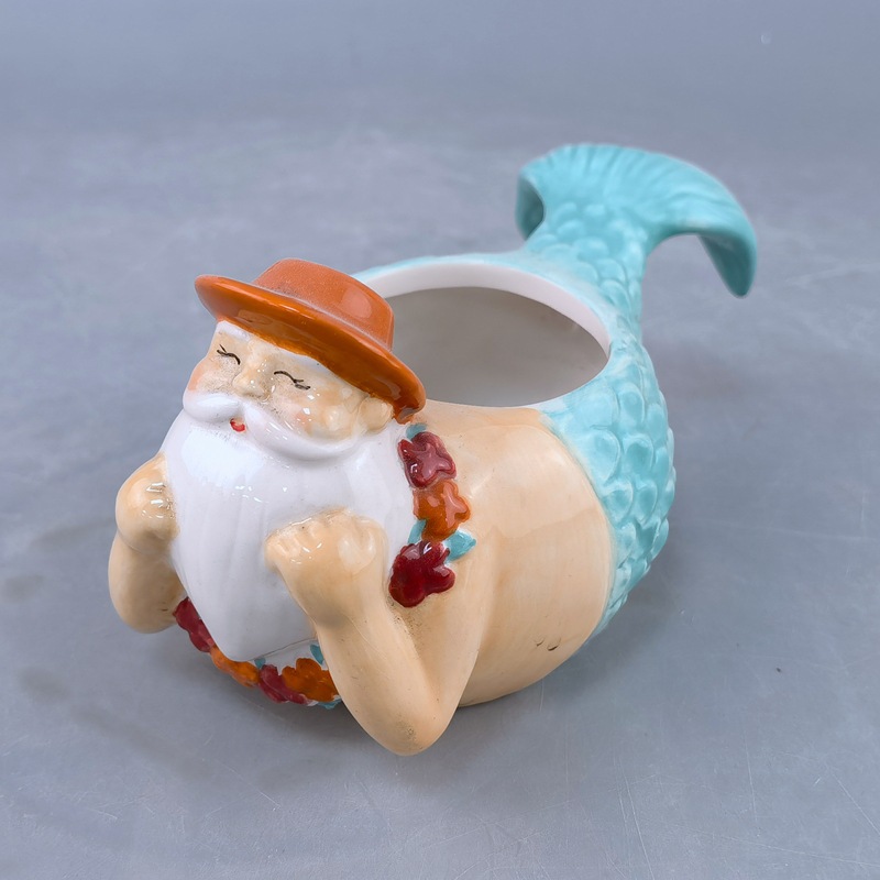 Dibujos animados creativos sirena cerámica carnosa maceta estilo animal lindo oso pequeño elefante mesa sirena decoración de maceta
