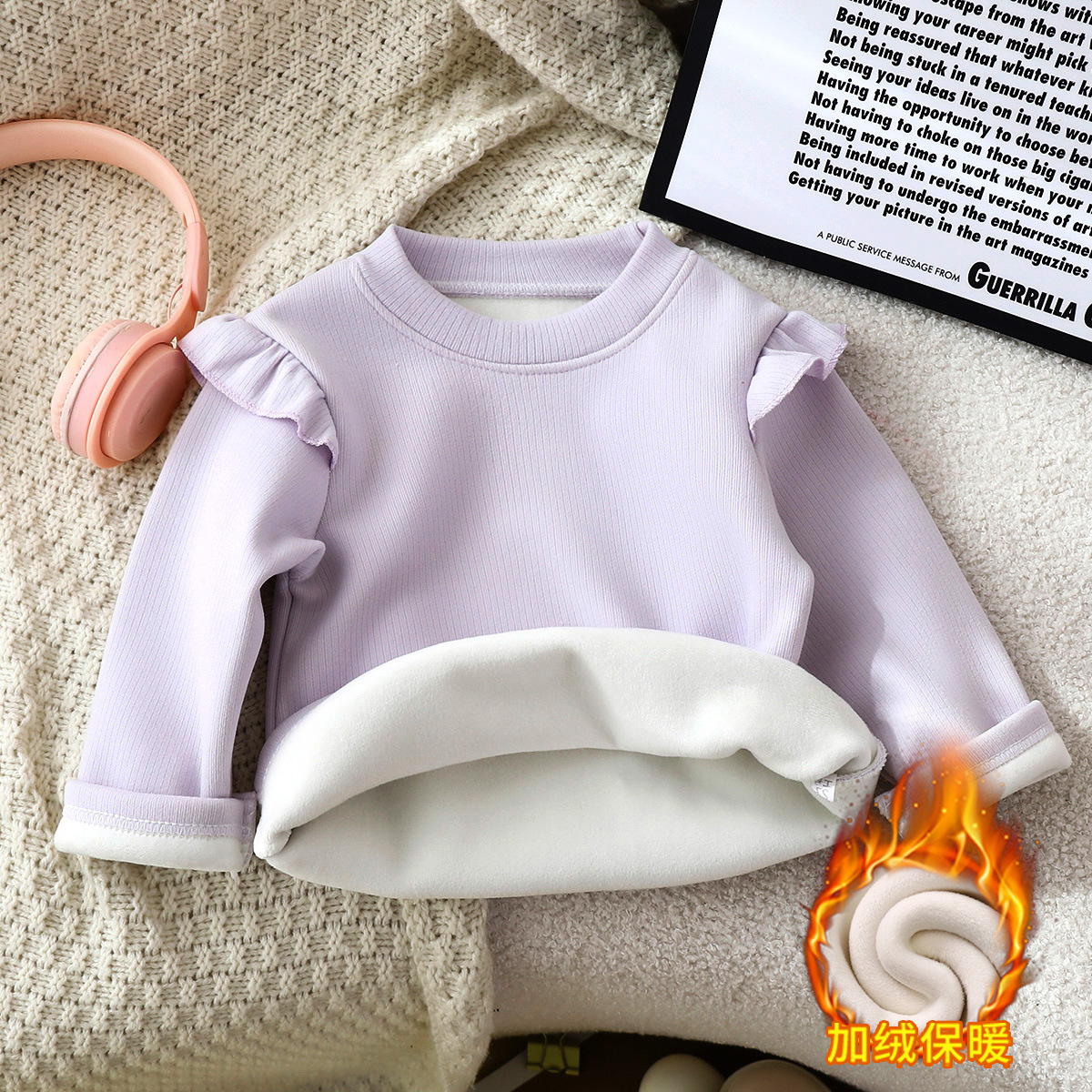 Camiseta de invierno para niñas nueva camiseta de invierno para bebés con camiseta de manga larga más gruesa ropa de invierno caliente ropa infantil al por mayor