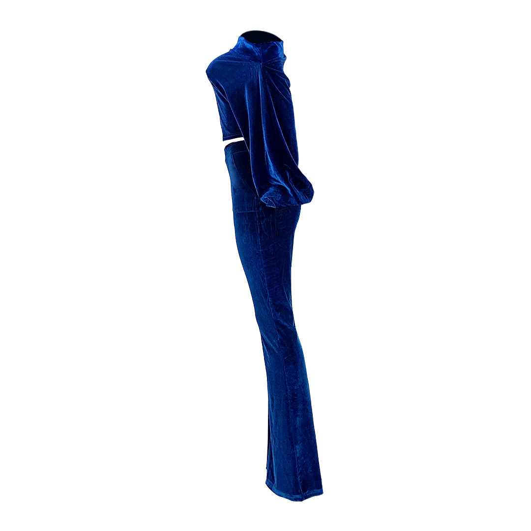 Completo pantalone donna per discoteca monospalla maniche a lanterna_voghion.com