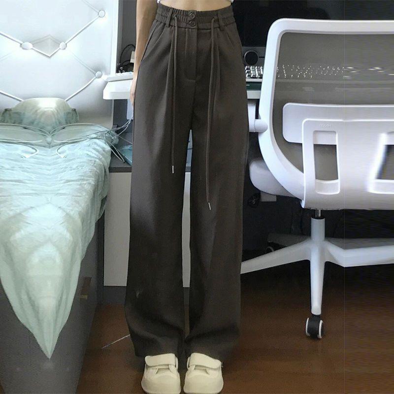 阔腿裤女大码胖mm春秋薄款2025新款宽松显瘦垂感休闲裤松紧直筒裤|undefined