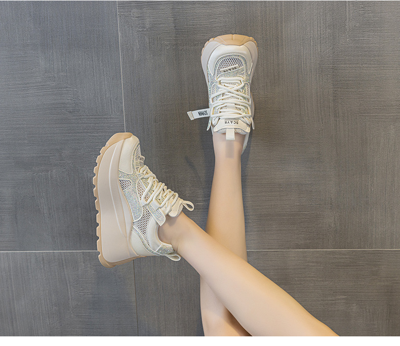 Giày sneaker nữ đế dày lưới thoáng khí phong cách retro — Xám 5066, Be 5066, Hồng đào 5066 chi tiết 19