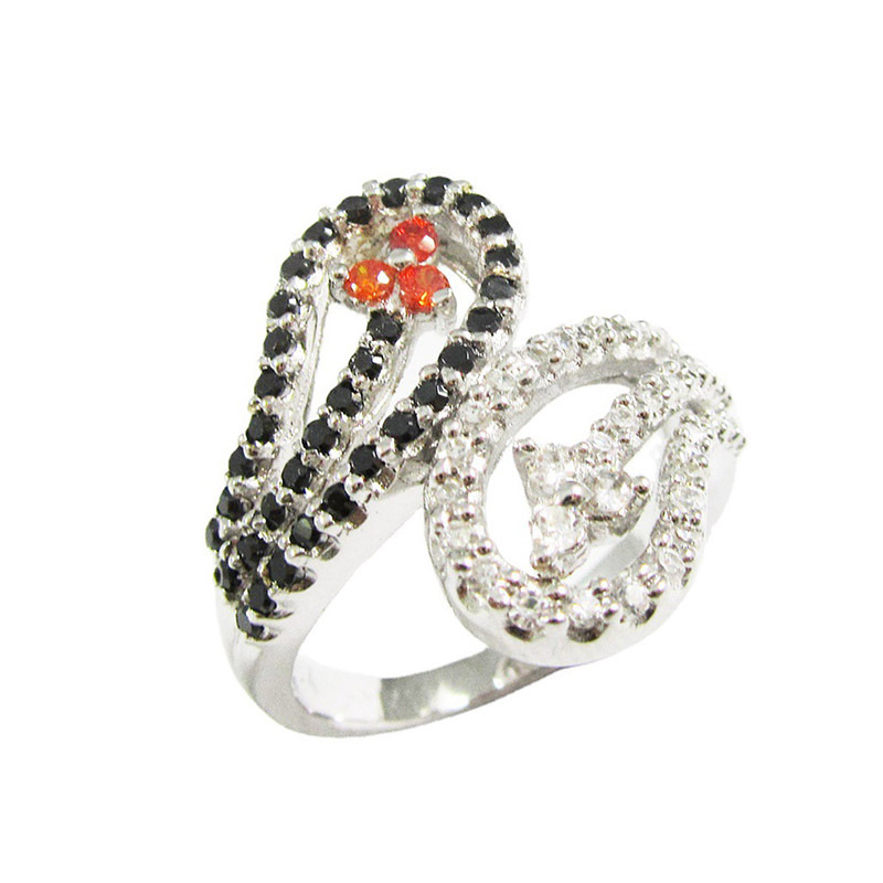 Estilo De Moda Serpiente Plata Esterlina Enchapado Embutido Circón Anillos display picture 26