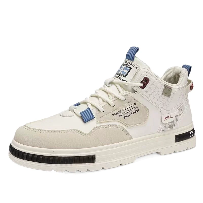 Весенняя мужская обувь, новые дышащие туфли с высоким берцем, мужские модные универсальные белые туфли, кроссовки для спорта и отдыха на толстой подошве, модная обувь