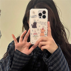 英文蛋糕狗狗適用iPhone15可愛14promax12手機殼蘋果13新款11防摔