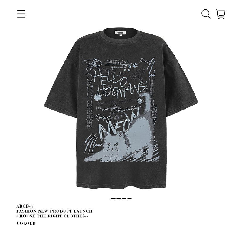 Camiseta de manga corta apilada en la calle alta de la marca de moda pesada de 250g para hombres de algodón puro con camisa de fondo suelta para hombres de verano