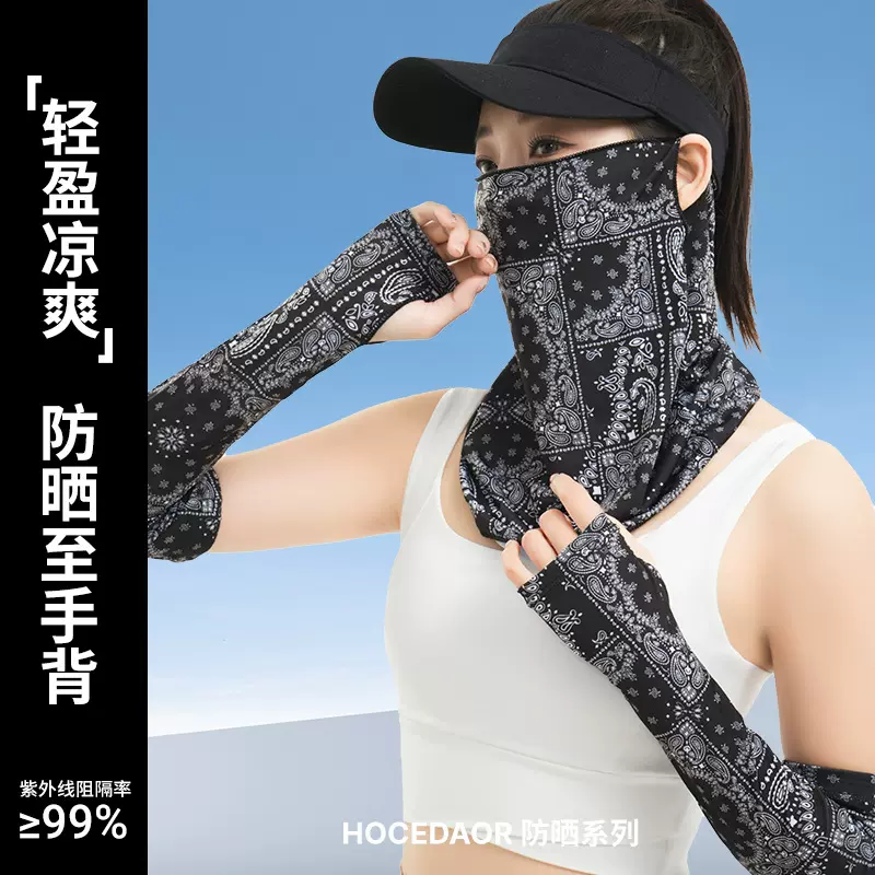 防晒脸罩遮脸冰丝面罩面纱夏季遮全脸防紫外线护颈薄款脸罩围