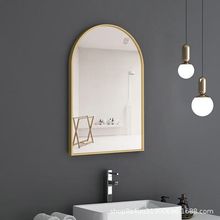 浴室镜拱形壁挂墙洗手间酒店金边椭圆形艺术卫生间镜子北欧轻奢