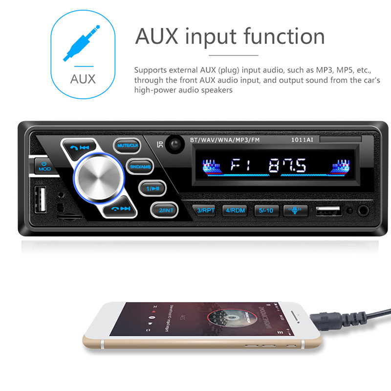 24V Truck Single Spindle Car Bluetooth Hands-Free Mp3 Player USB Card Fm Radio 1011Ai