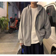 春夏休闲卫衣男季韩版潮流学生拉链外套宽松运动上衣加绒连帽开衫