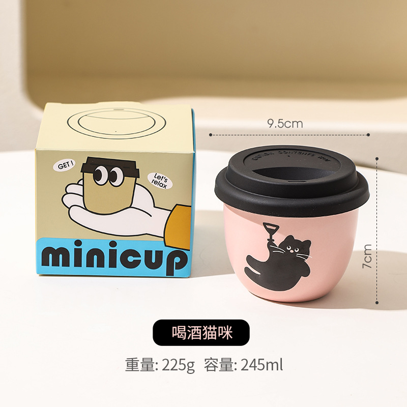 Taza de café con tapa de oficina pequeña taza doméstica de cerámica ins taza casual para dar a las chicas tazas lindas