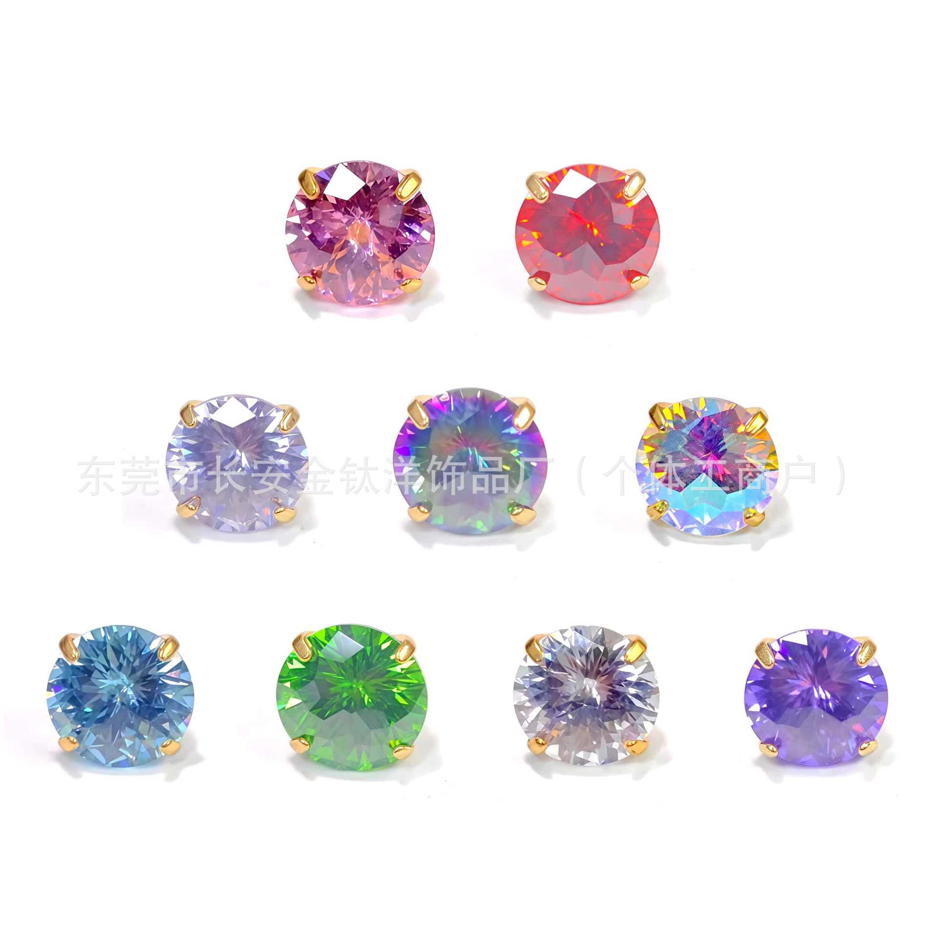 F136 Titanium 18K Gold Plated Zircon Lip Stud Earrings G23 Titanium Alloy Body Piercing Jewelry Ear Bone Studs detail image 5