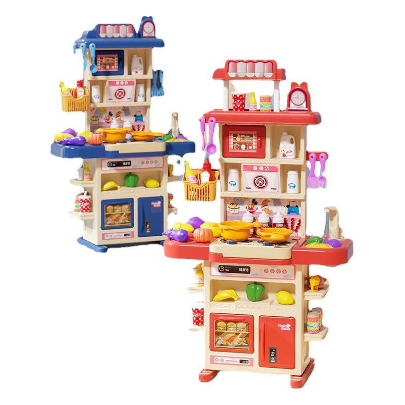 Los niños transfronterizos 83cm simulación de sonido y luz spray de agua cocina y cocina juego de juego casa vajilla mesa de juguete