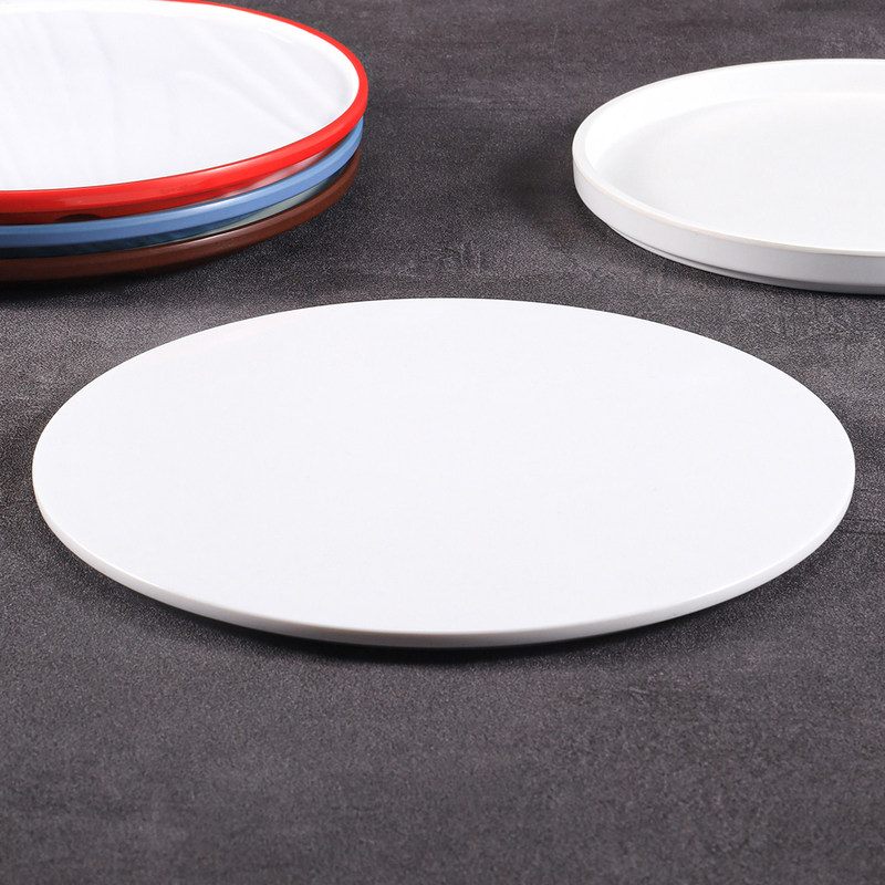 Melamine Plate Creative White Round Plate Steak Dinner Plate Commercial Round Flat Plate Cake Dessert Plate Western Food Plate Dish Plate