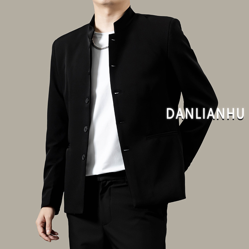 2025新型感痞帅新中国式中山服ジャケット男性春秋カジュアル立襟スーツコート|undefined