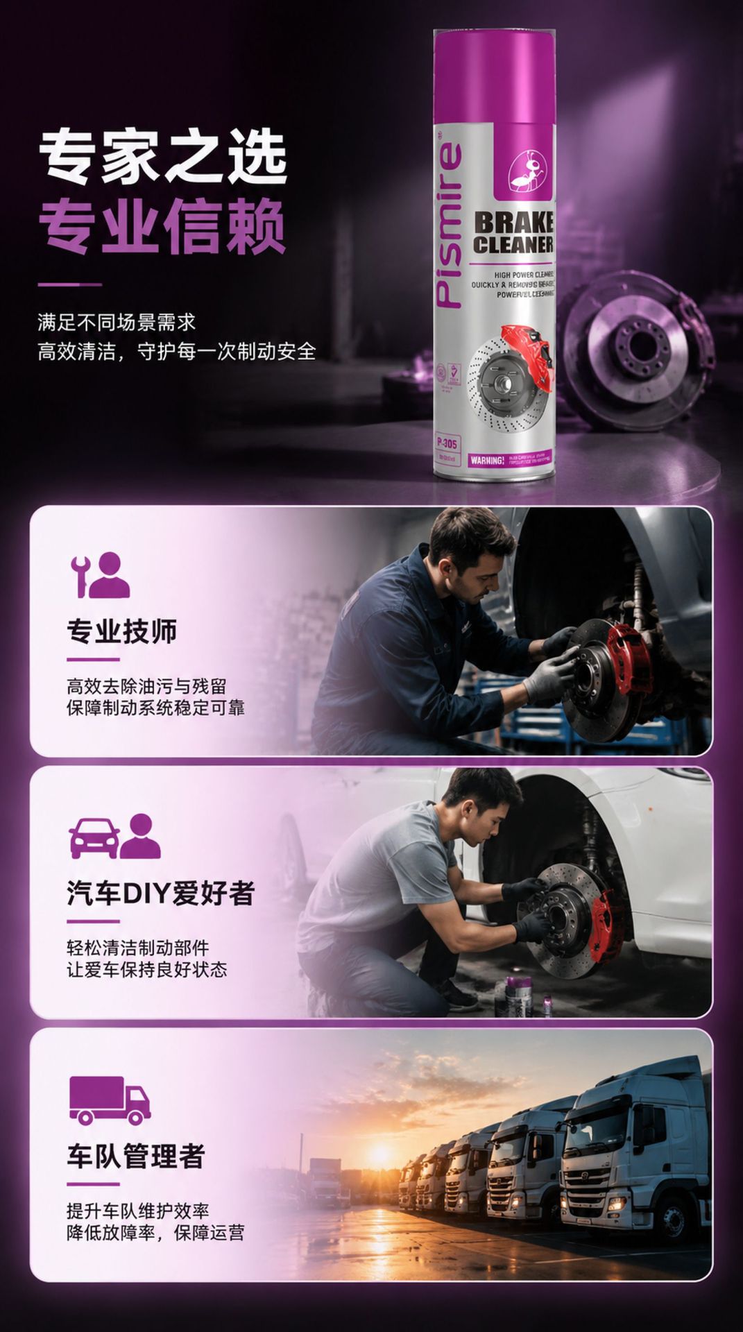 Brake Cleaner 650ml Car Brake Disc and Brake Pad Oil Removal and Stain Removal Wheel Hub Brake Dust Cleaning Agent