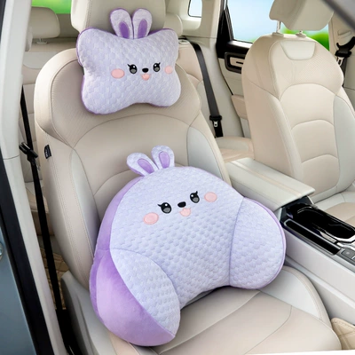 car products, Headrest - little-purple-rabbit-1-set-of-headrest-lumbar-support