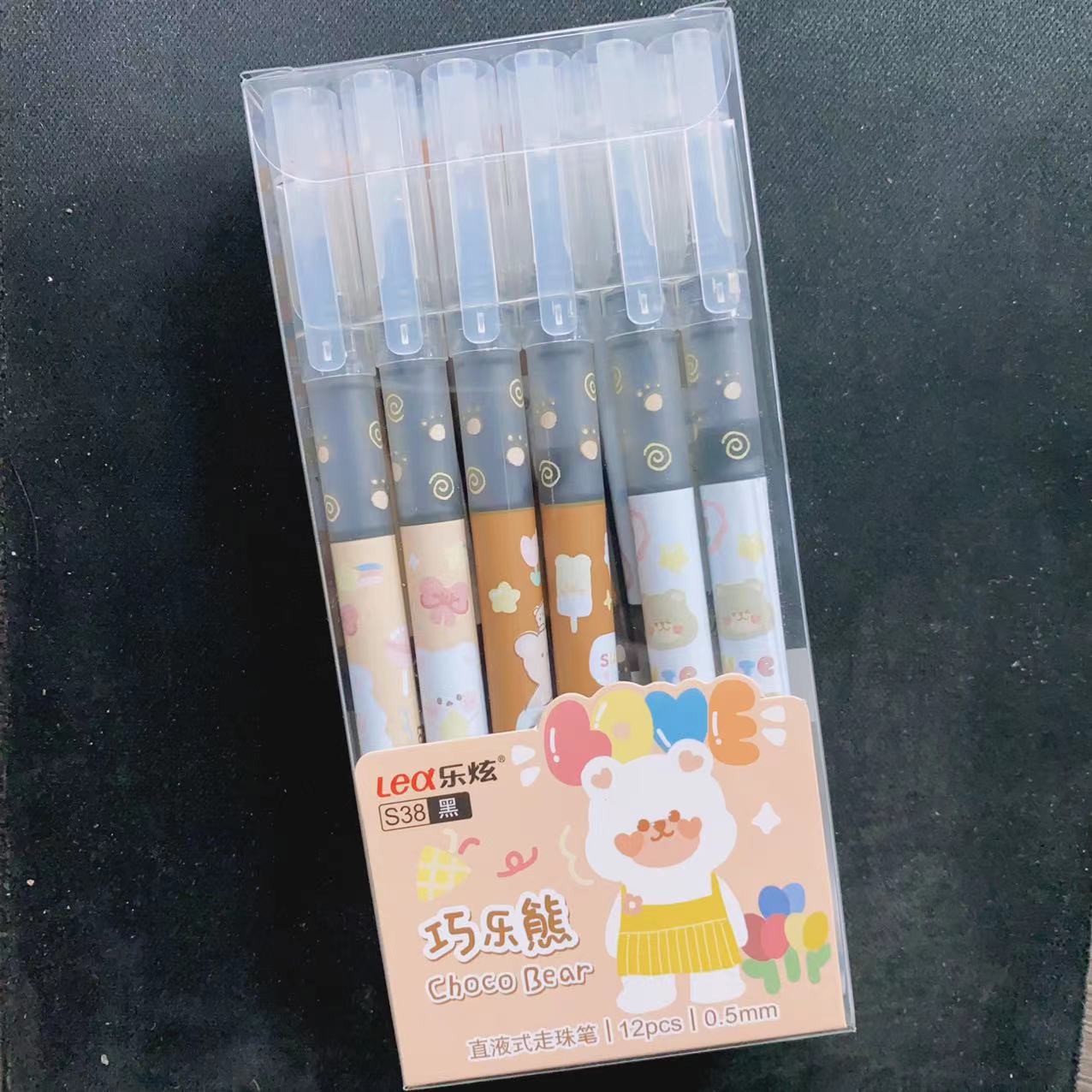 De una sola pieza recta líquido bolígrafo estudiante gel pluma 0,5mm Tubo de aguja llena pluma de agua de dibujos animados