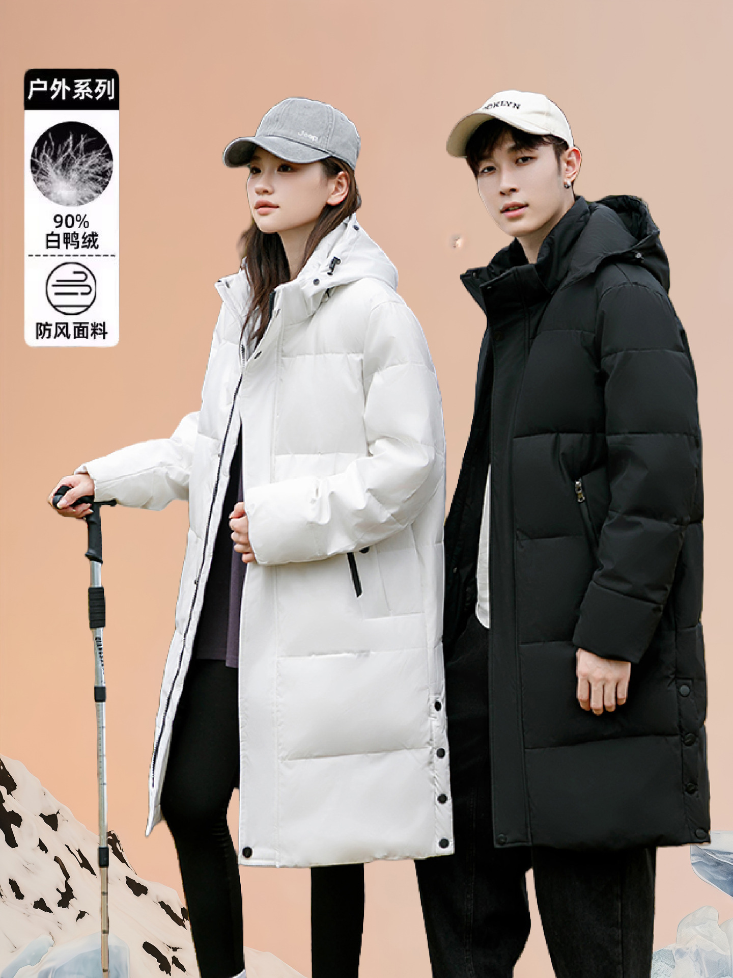 Pareja chaqueta larga sobre la rodilla de los hombres y mujeres engrosado calentamiento gran abrigo de gran tamaño de la moda cuello de lana verdadero