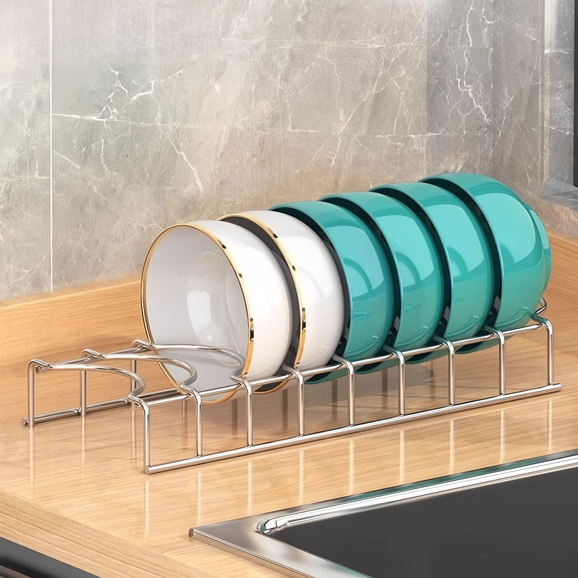 Estante de platos de acero inoxidable de cocina Estante de almacenamiento Estante de drenaje Estante de platos de cajón Estante de platos de secado Estante de platos