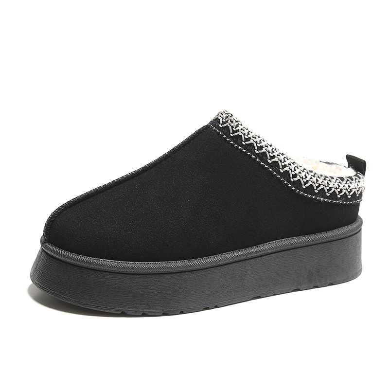 2023 Invierno nuevas botas de nieve de las mujeres de lana forrada caliente fondo grueso estilo étnico media zapatillas retro zapatos casuales de algodón