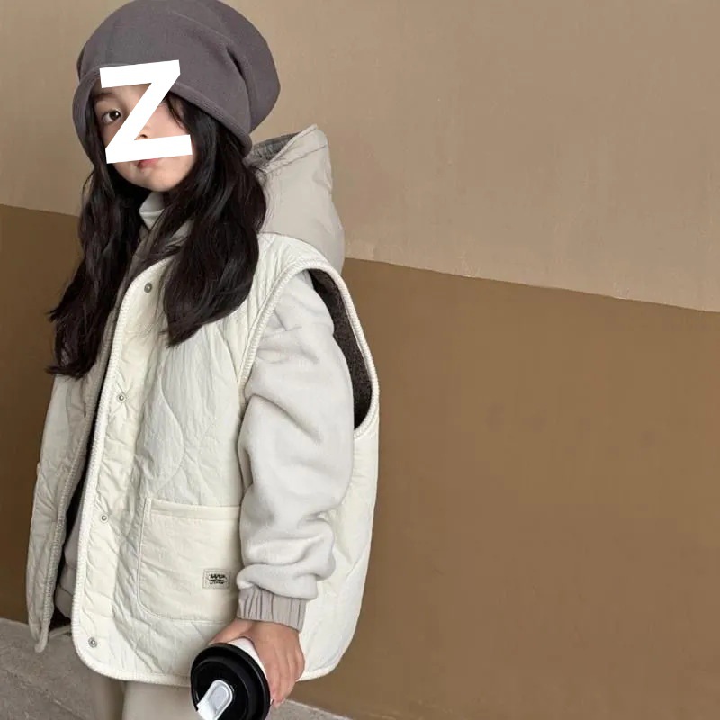 Girls' Thick Outerwear Vest, 2025 Autumn/Winter New Style, Reversible Top for Middle and Large Children