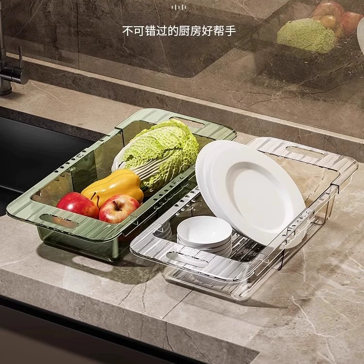 Kitchen retractable drain rack push-pull sink drain basket sink dishwashing filter basket sink vegetable fruit basket