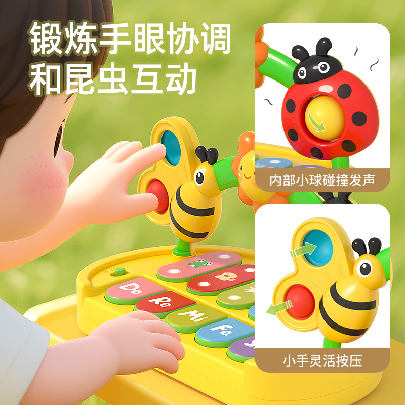 Exportación transfronteriza de insectos dedos de ejercicio música juguetes de piano educación temprana para bebés piano electrónico de junio a diciembre juguetes de puzzle