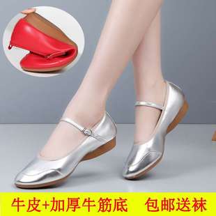 Dance Women's Shoes Square Shoes Adult Low-Heeled Soft-Soled Middle-Aged and Elderly Flat-Soled Dance Outdoor Performance Shoes