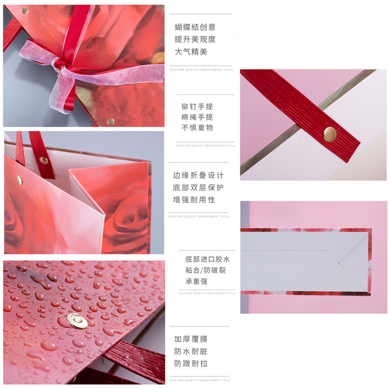 Red Gift Bag for Cosmetics, Beauty Store, Makeup, Fashion Handbag, Women's Clothing Bag, Handheld Bag