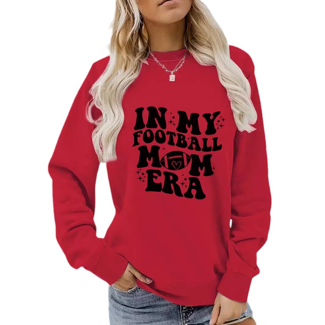Autumn And Winter Women's Casual Long Sleeve Round Neck IN MY FOOTBALL Printed Pullover Sweatshirt_desvips.com