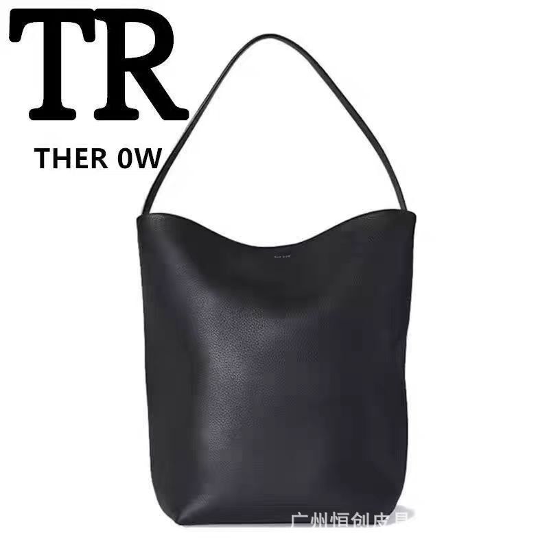 Cross-Border the Row Bag Commuter Lazy Tote Large Capacity Shoulder Satchel Cowhide Bucket Tote Women's Bag