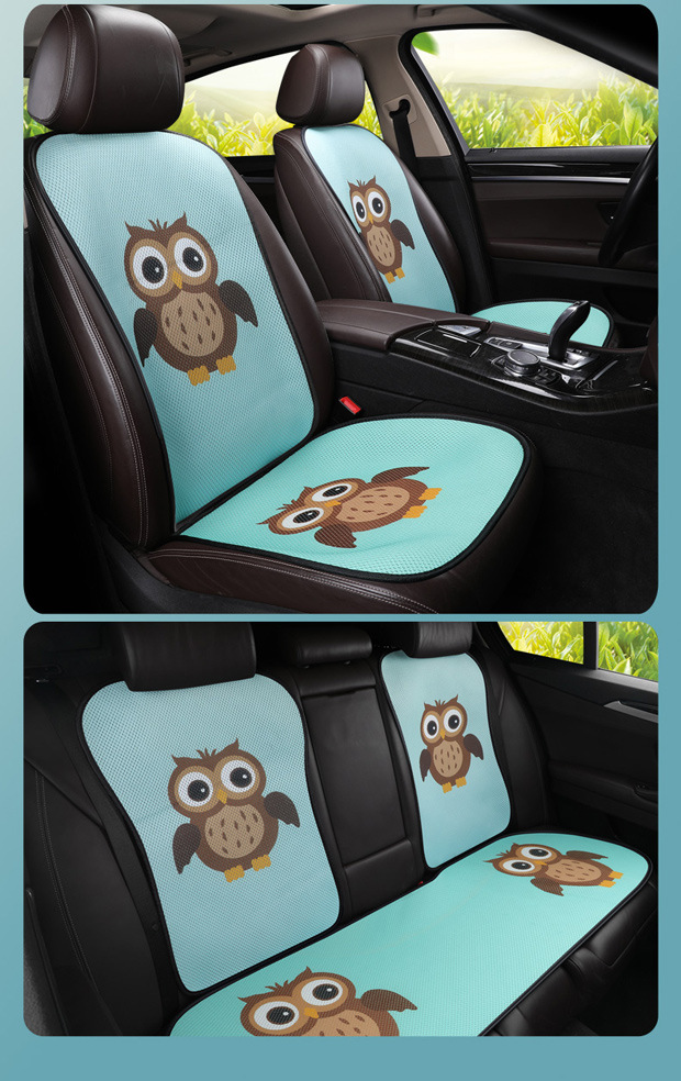 Car Seat Cushion Single Piece Summer Cooling Pad Cartoon Car Cushion Single Seat Pad Universal for All Seasons Ice Silk Three-Piece Set Seat Cushion