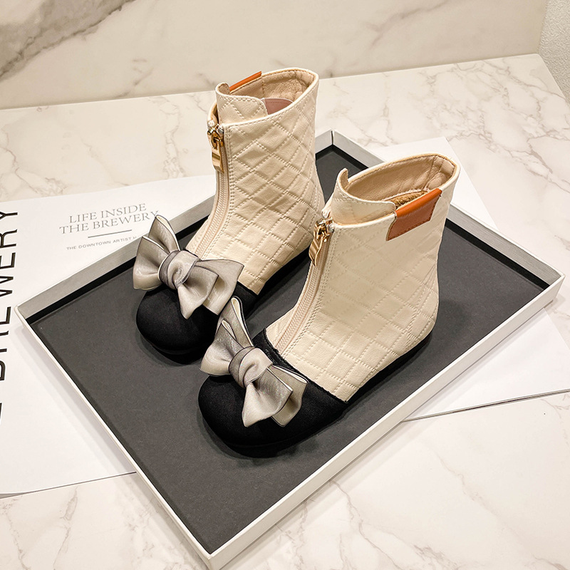 Girls' Short Boots, Kidsren's Cotton and Velvet Princess Boots, 2025 Winter Style Baby Girl Leather Boots, Medium and Large Kidsren's Boots