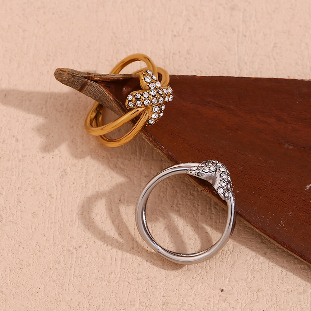 Micro Inlaid X Shape Stainless Steel Ring