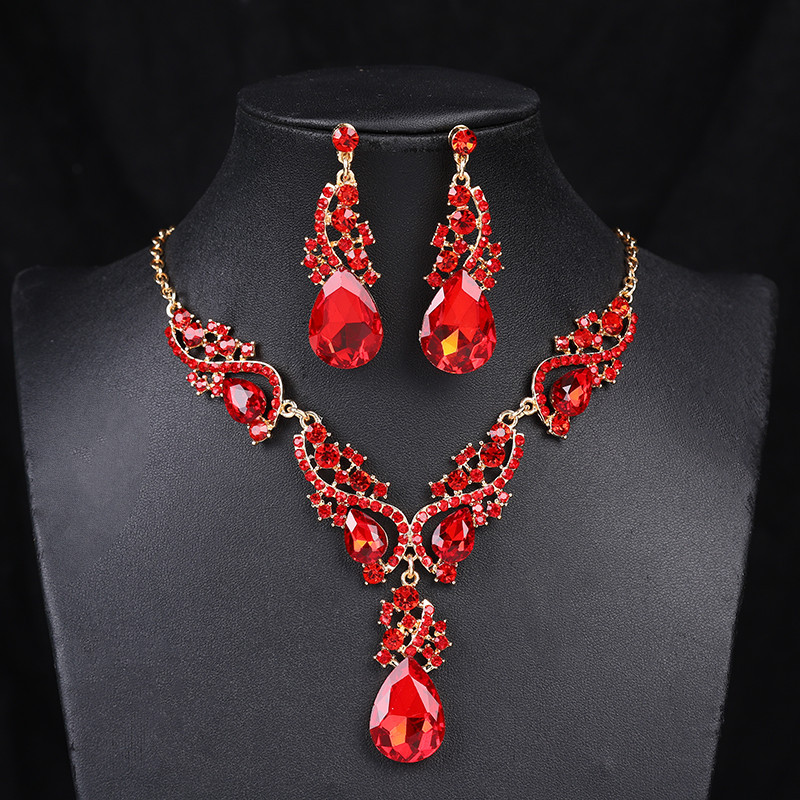 Nuovo set di gioielli placcati in lega, collana esagerata, orecchini, set di gioielli vintage_voghion.com