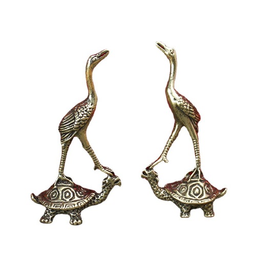 Pocket Brass Turtle Crane Crane Ornament Turtle Crane Extends Longevity Turtle Single Crane Steps on Turtle Home Pure Brass Ornament