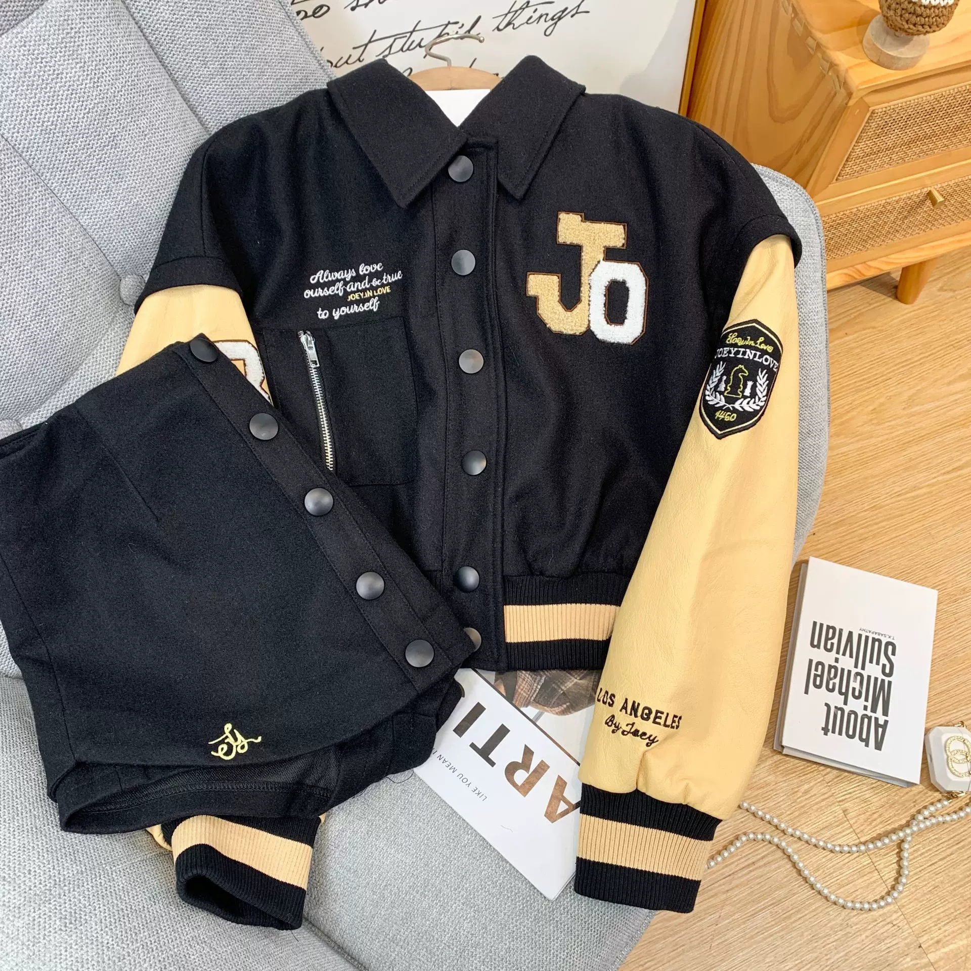 清仓款 现货 半熟少女U型包臀排扣半裙棒球服外套 不退换 （外套