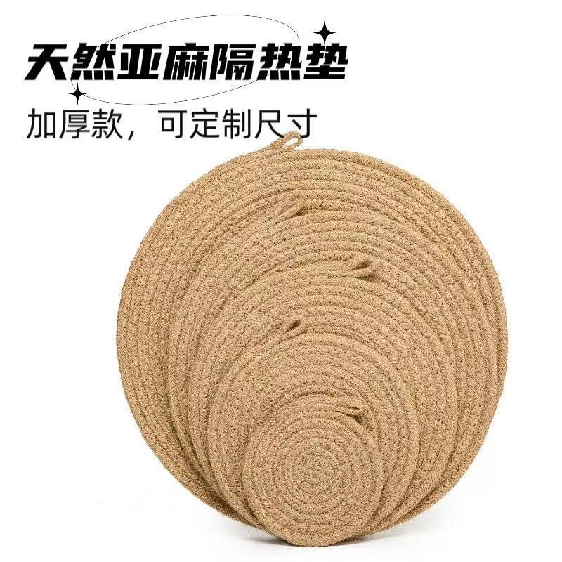 almohadilla de cocina de yute almohadilla de aislamiento térmico de caña impermeable a prueba de contaminación a prueba de aceite almohadilla de taza de té pastoral de alojamiento de materiales ecológicos almohadilla de aislamiento térmico gruesa
