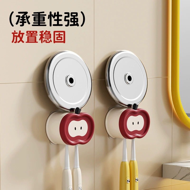 Apple, toothbrush, glass holder