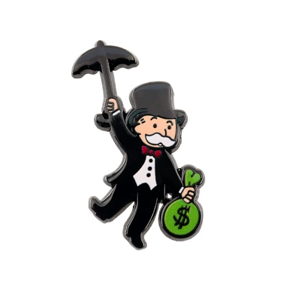 Monopoly Brooch, Uncle Badge Holding a Money Bag, Backpack Pendant, Clothing Accessory, Fun Gift (Yaxa sancaqları) - black